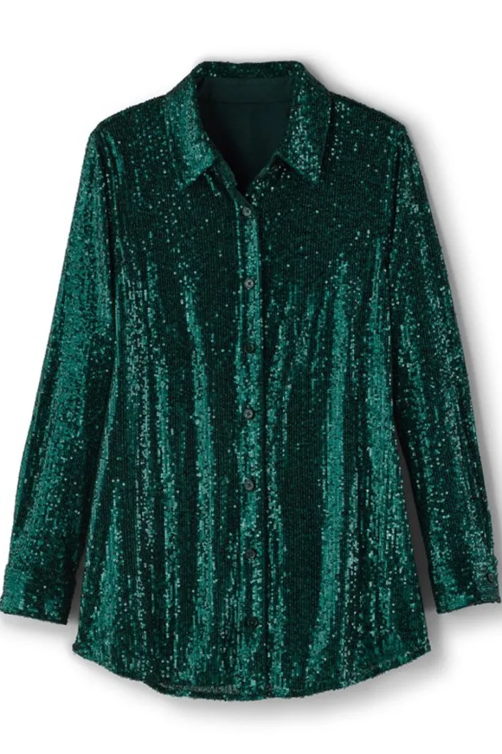 New Soft Surroundings Sancerre Sequin Shirt
