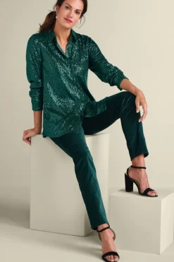 New Soft Surroundings Sancerre Sequin Shirt