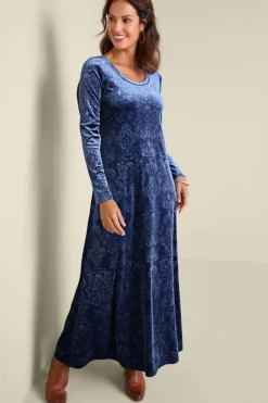 Soft Surroundings Santiago Embossed Velvet Dress