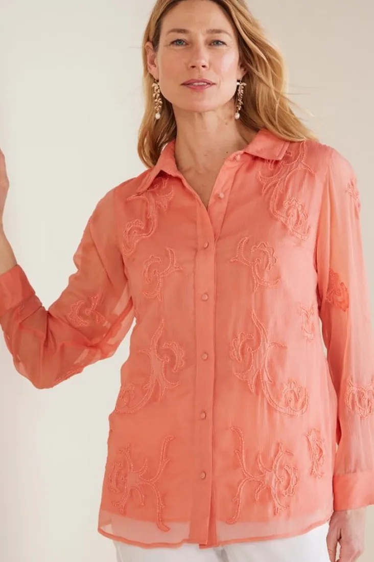 Clearance Soft Surroundings Savannah Embellished Tunic BurntCoral