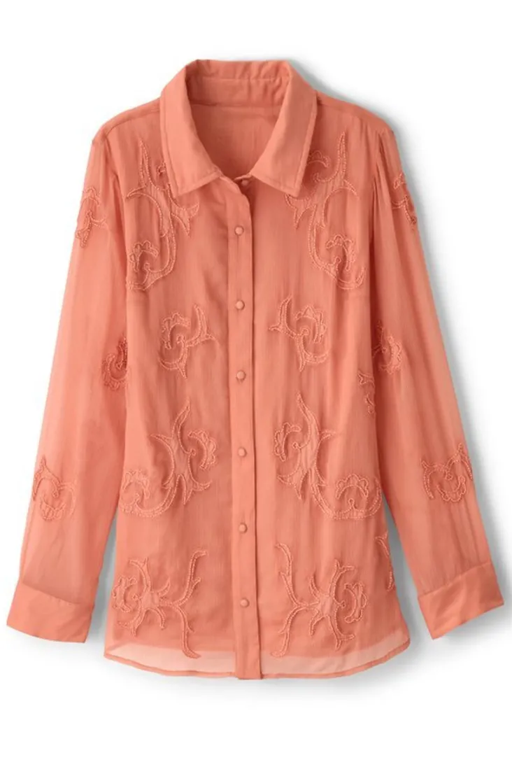Clearance Soft Surroundings Savannah Embellished Tunic BurntCoral