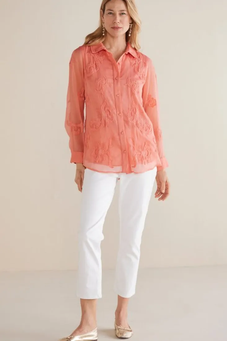 Clearance Soft Surroundings Savannah Embellished Tunic BurntCoral