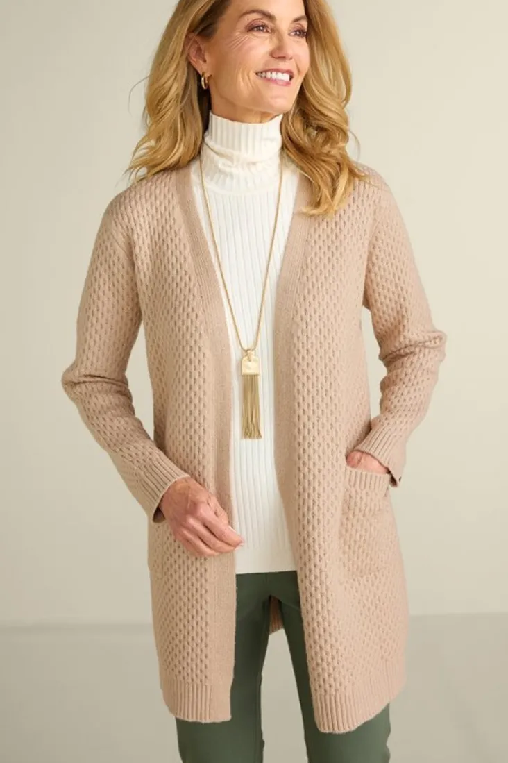 Soft Surroundings Scarlett Long Cardigan SandMulti