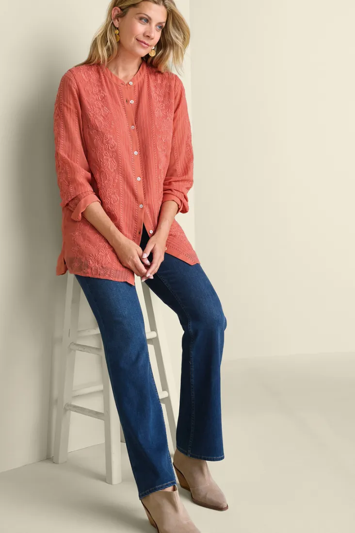Best Soft Surroundings Serafine Embroidered Tunic ApricotBrandy