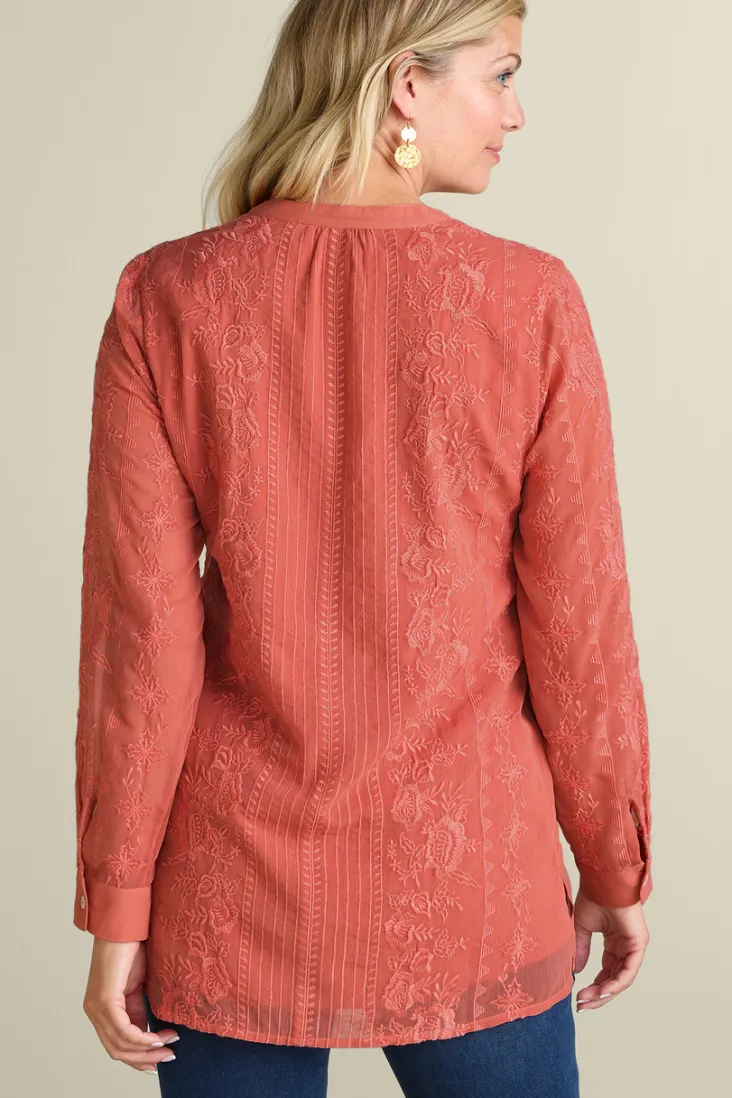 Best Soft Surroundings Serafine Embroidered Tunic ApricotBrandy