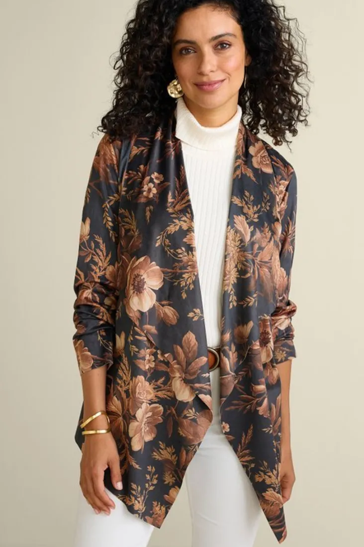 New Soft Surroundings Shape Drape Faux Suede Jacket