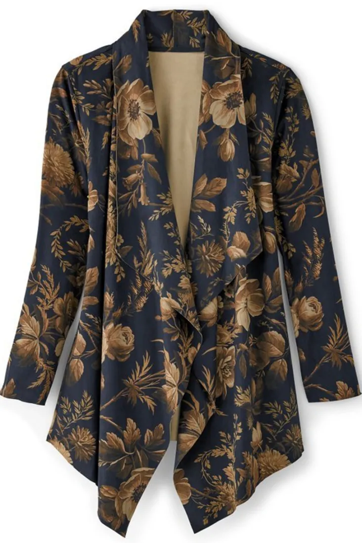 New Soft Surroundings Shape Drape Faux Suede Jacket