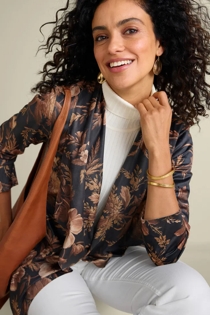 New Soft Surroundings Shape Drape Faux Suede Jacket