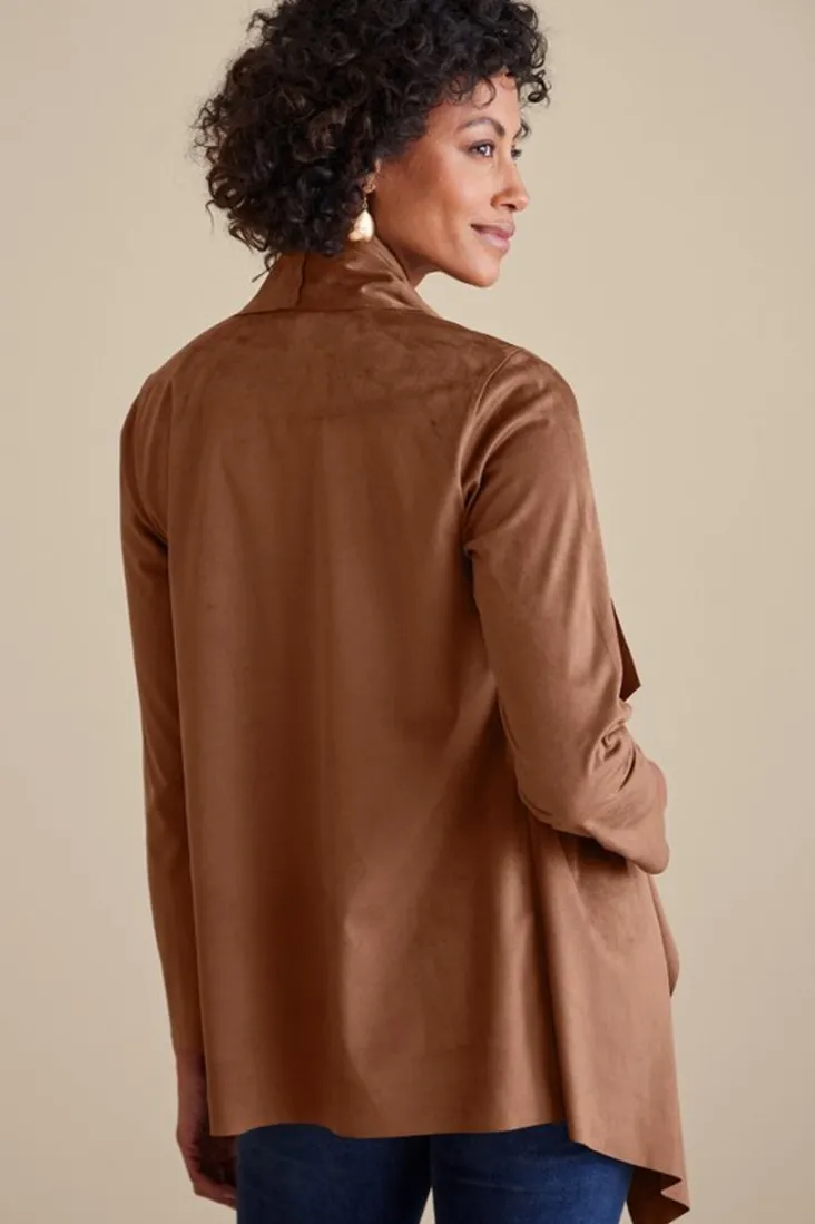 New Soft Surroundings Shape Drape Faux Suede Jacket