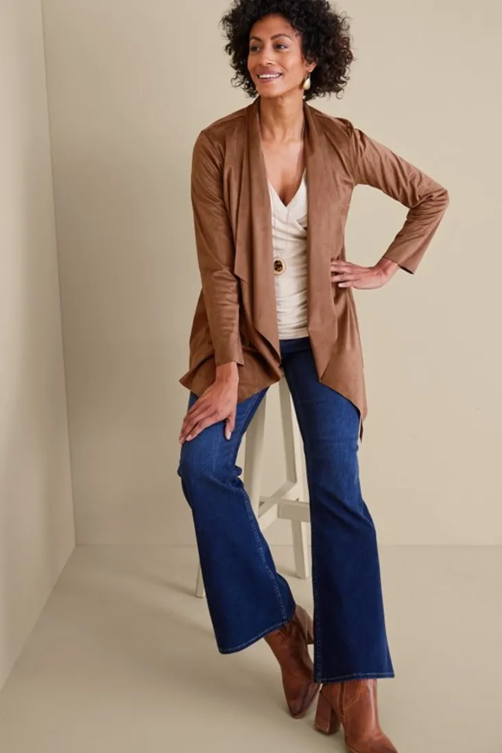 New Soft Surroundings Shape Drape Faux Suede Jacket