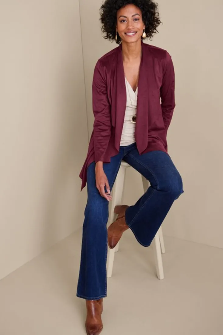 New Soft Surroundings Shape Drape Faux Suede Jacket