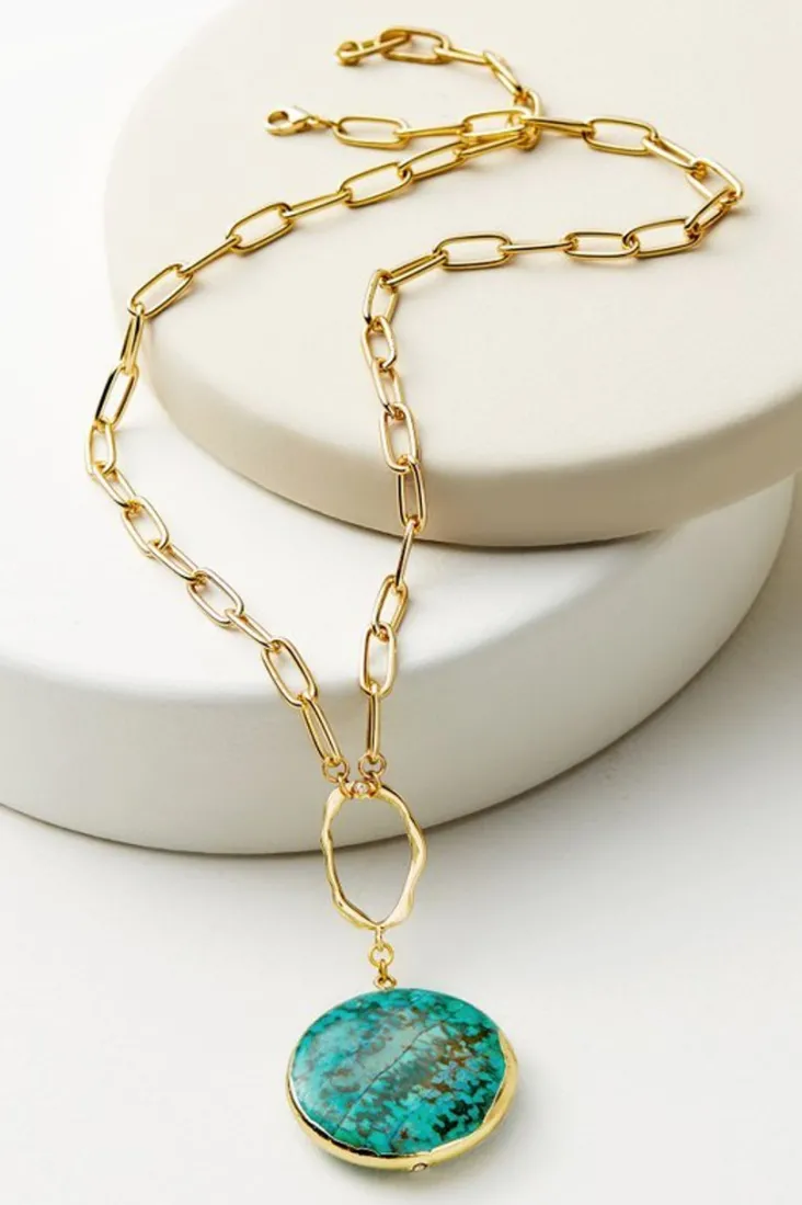 Hot Soft Surroundings Shiva Pendant Necklace Turquoise
