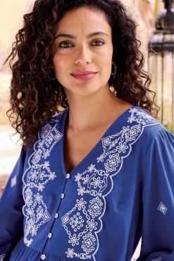 Discount Soft Surroundings Shona Embroidered Top SodaliteBlue