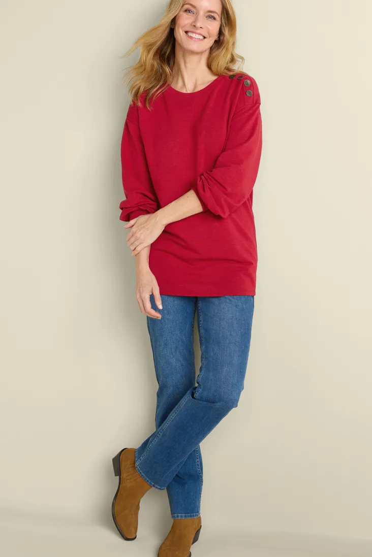 Clearance Soft Surroundings Siesta Soft Button Shoulder Tunic LipstickHeather