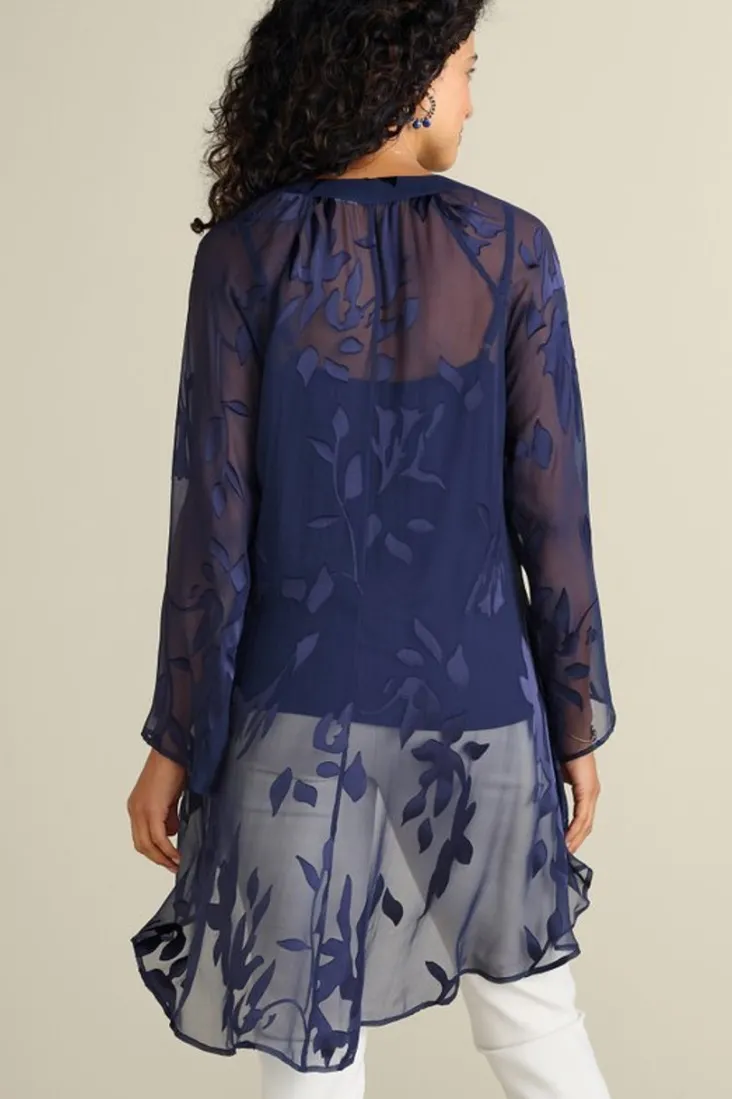 Clearance Soft Surroundings Silk Convertible Shirt & Cami Navy