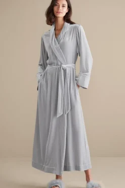 Soft Surroundings Silk Velvet Robe PlatinumGrey