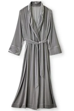 Soft Surroundings Silk Velvet Robe PlatinumGrey