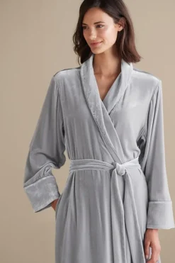 Soft Surroundings Silk Velvet Robe PlatinumGrey