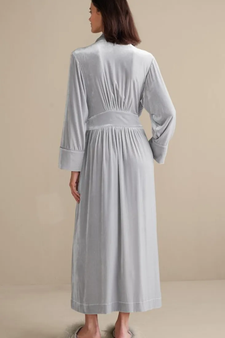 Soft Surroundings Silk Velvet Robe PlatinumGrey