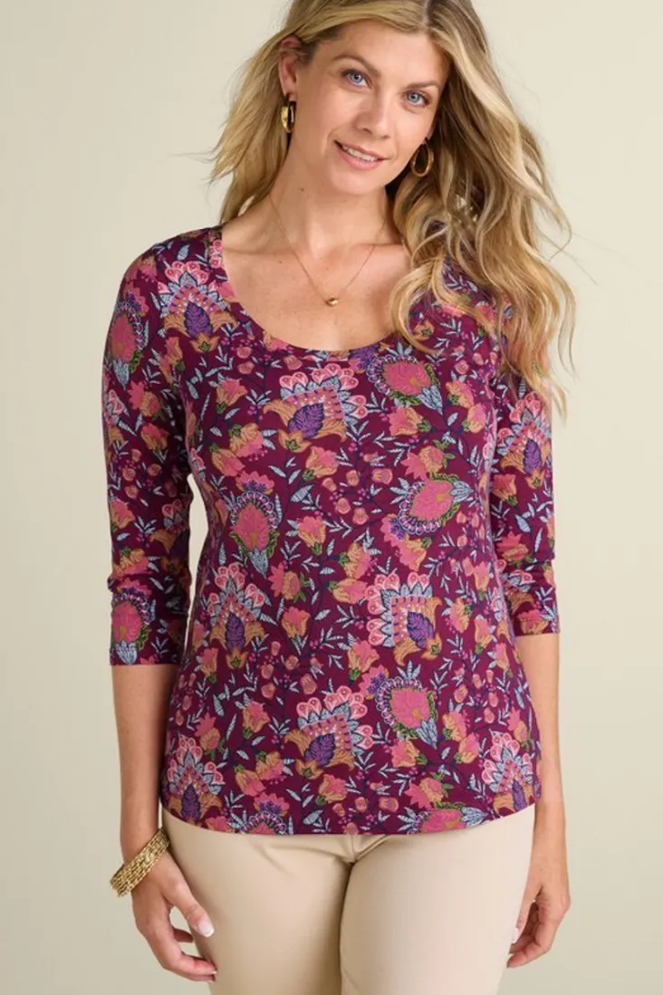 Soft Surroundings Soft Essential Supima 3/4 Sleeve Tee