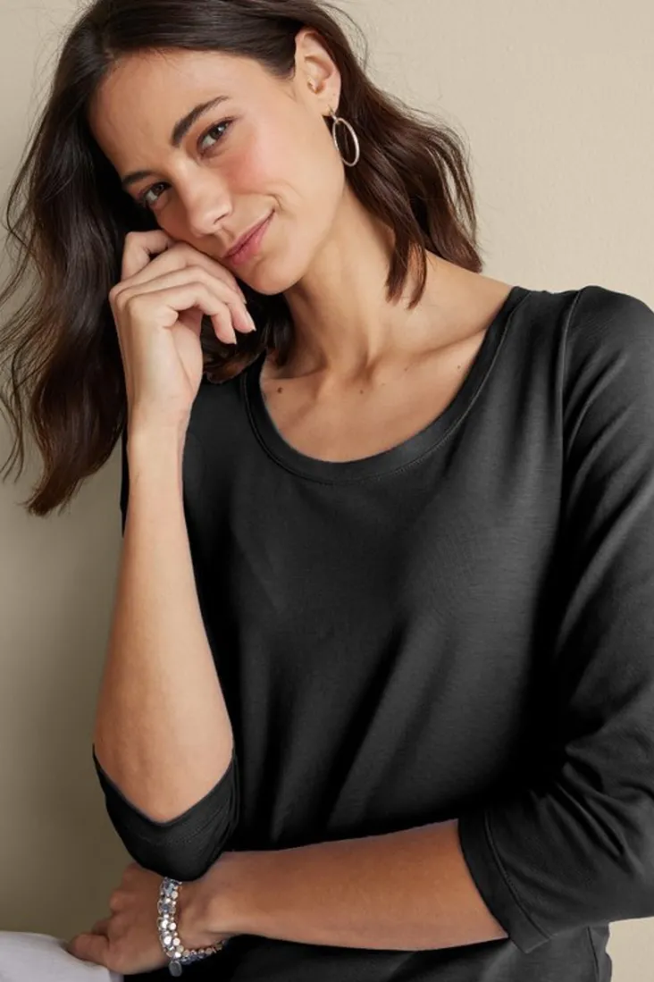 Soft Surroundings Soft Essential Supima 3/4 Sleeve Tee