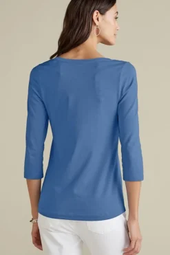 New Soft Surroundings Soft Essential Supima 3/4 Sleeve Tee I