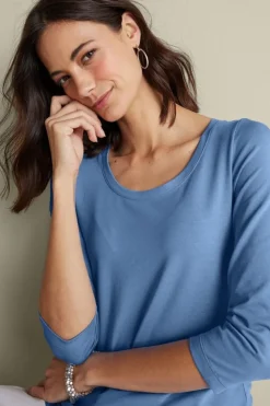 New Soft Surroundings Soft Essential Supima 3/4 Sleeve Tee I