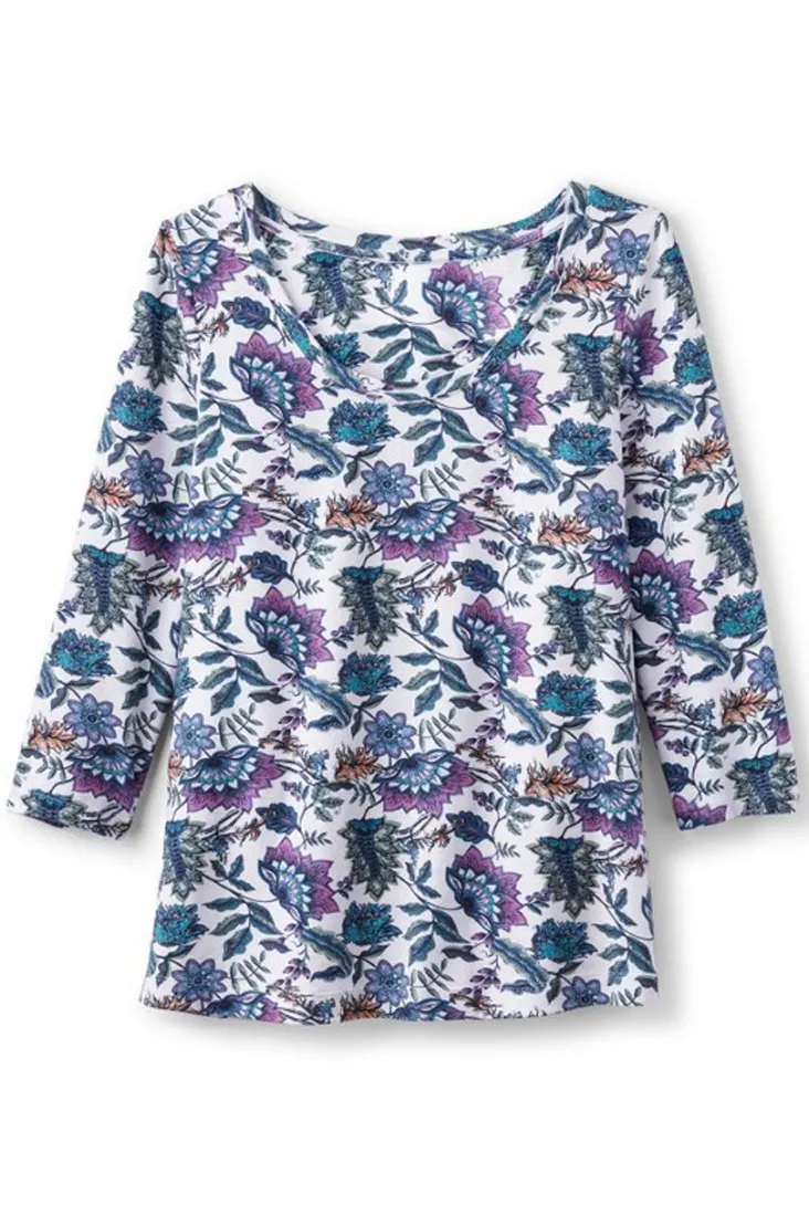 New Soft Surroundings Soft Essential Supima 3/4 Sleeve Tee I
