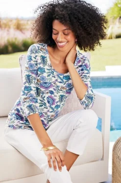 New Soft Surroundings Soft Essential Supima 3/4 Sleeve Tee I