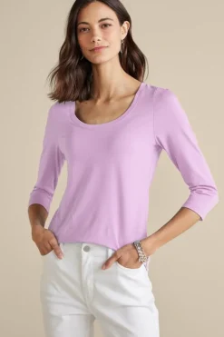 New Soft Surroundings Soft Essential Supima 3/4 Sleeve Tee I