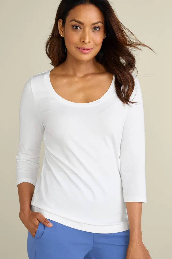 New Soft Surroundings Soft Essential Supima 3/4 Sleeve Tee I
