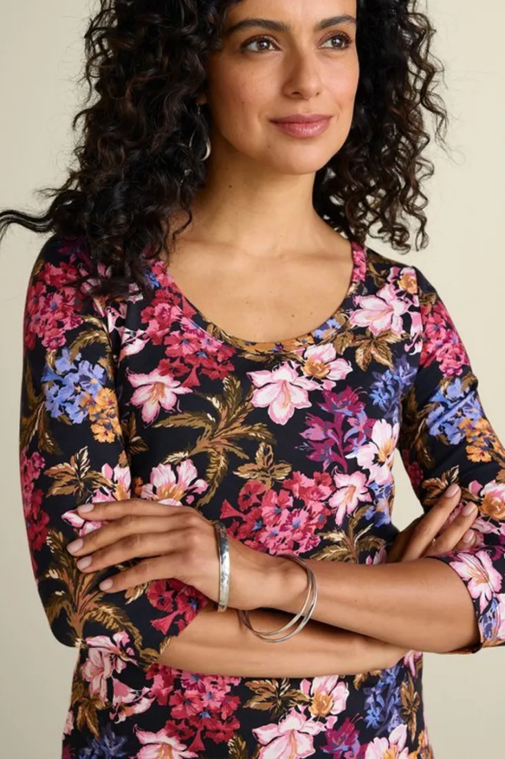 New Soft Surroundings Soft Essential Supima 3/4 Sleeve Tee I