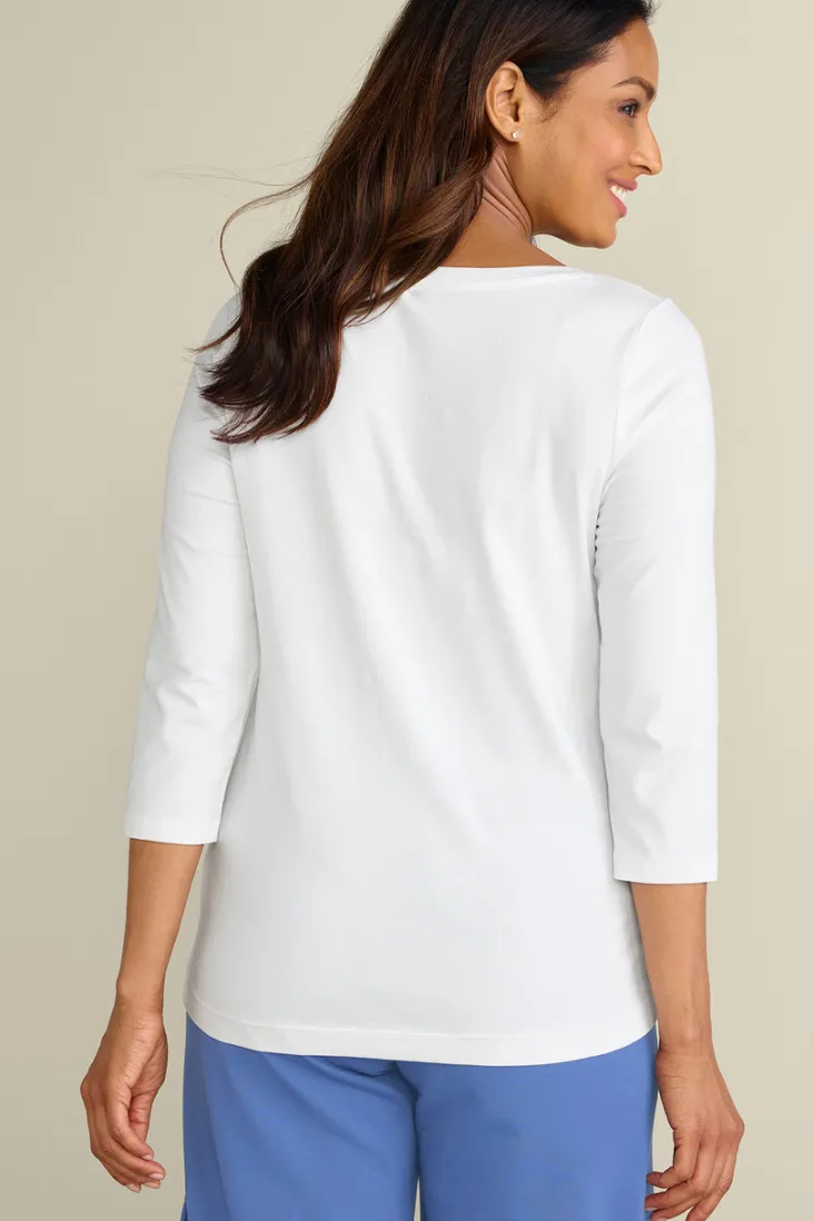 New Soft Surroundings Soft Essential Supima 3/4 Sleeve Tee I