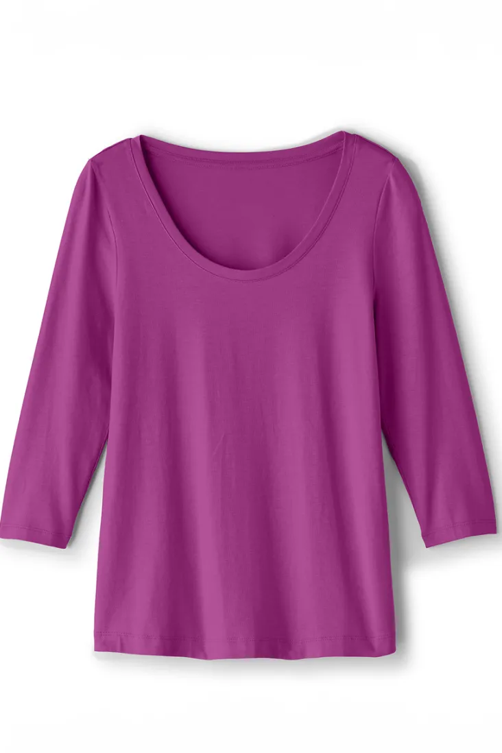 New Soft Surroundings Soft Essential Supima 3/4 Sleeve Tee I