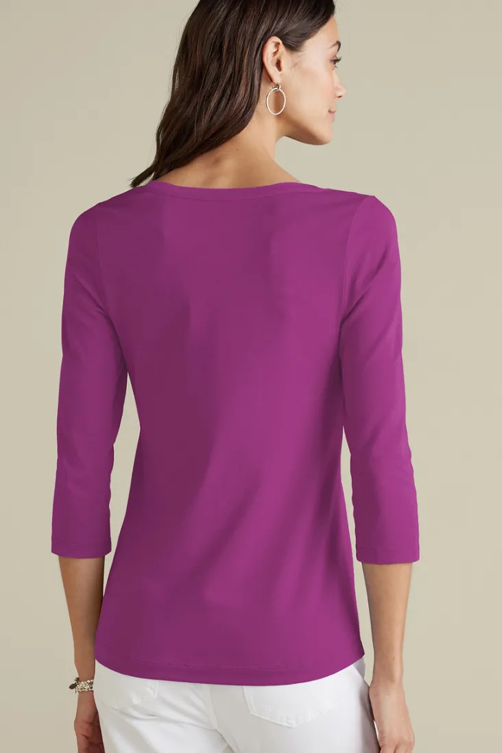 New Soft Surroundings Soft Essential Supima 3/4 Sleeve Tee I