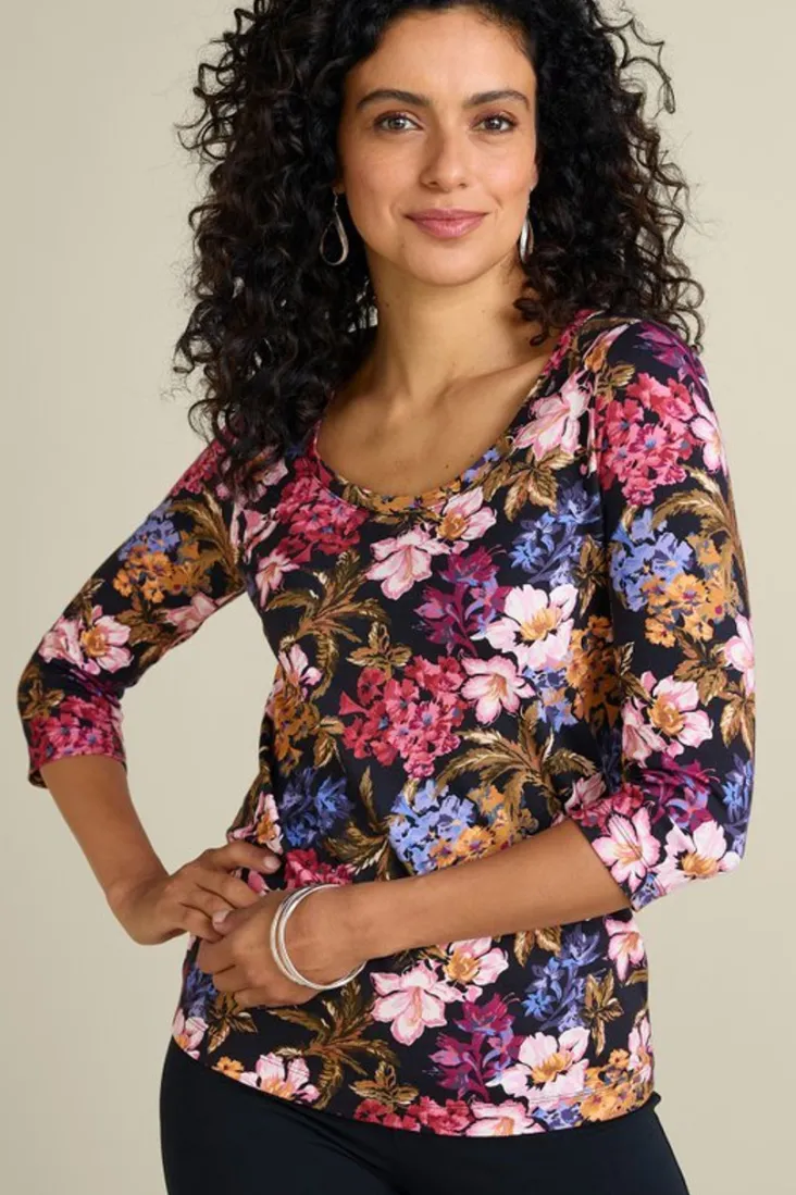 New Soft Surroundings Soft Essential Supima 3/4 Sleeve Tee I
