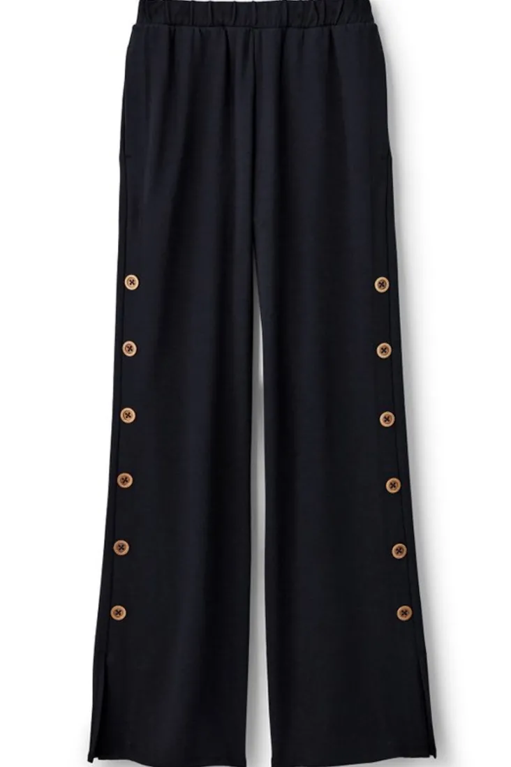 Sale Soft Surroundings Sorrento French Terry Wide Leg Pants Black