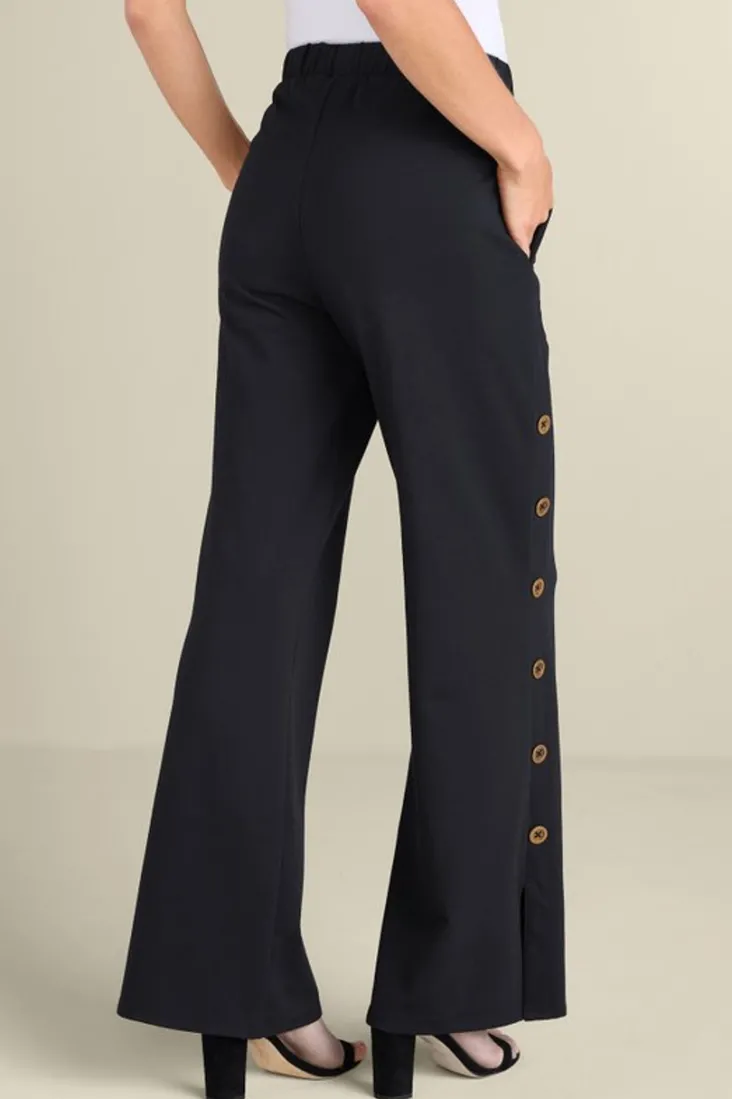 Sale Soft Surroundings Sorrento French Terry Wide Leg Pants Black