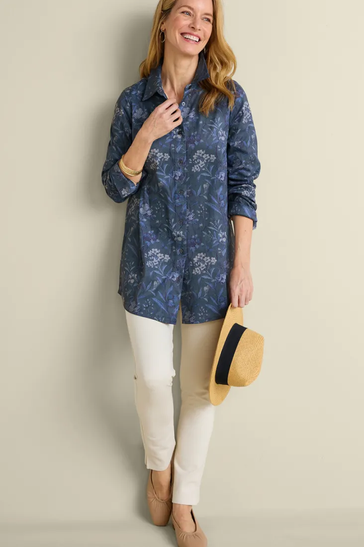 Sale Soft Surroundings Stretch Faux Suede Boyfriend Tunic Shirt AviaryClimbingGarden