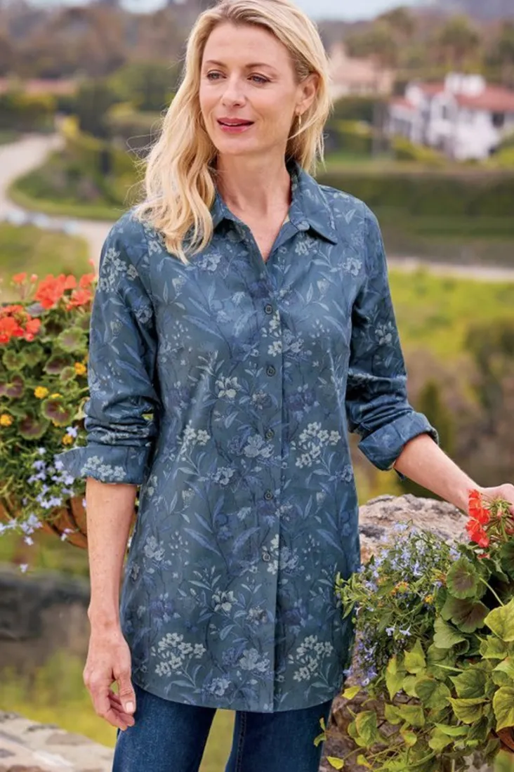 Sale Soft Surroundings Stretch Faux Suede Boyfriend Tunic Shirt AviaryClimbingGarden