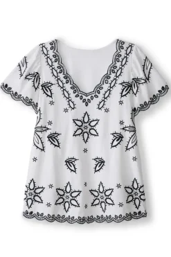 Clearance Soft Surroundings Teres Embroidered Tee IvoryPearl