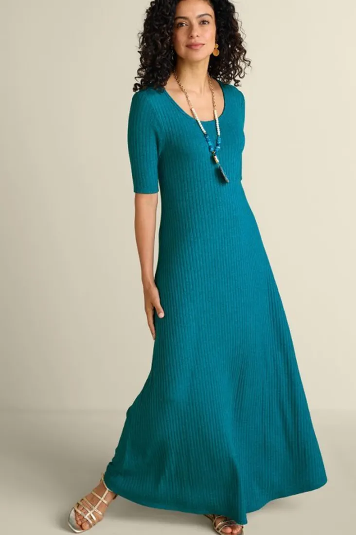 Discount Soft Surroundings Textured Short Sleeve Santiago Dress