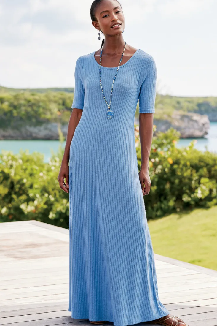 Discount Soft Surroundings Textured Short Sleeve Santiago Dress