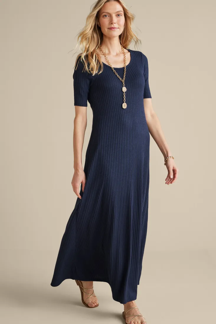 Discount Soft Surroundings Textured Short Sleeve Santiago Dress