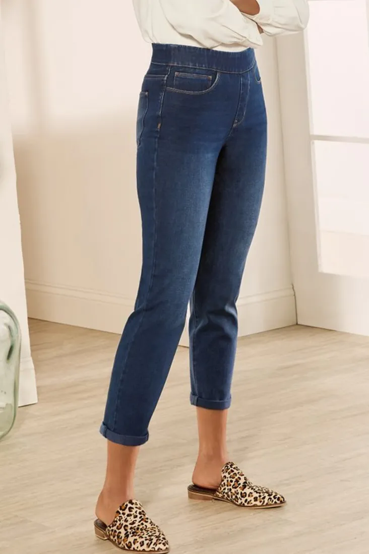 Sale Soft Surroundings The Ultimate Denim Pull-On Crop White