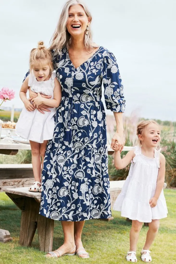 Online Soft Surroundings Tilda Embroidered Midi Dress Navy