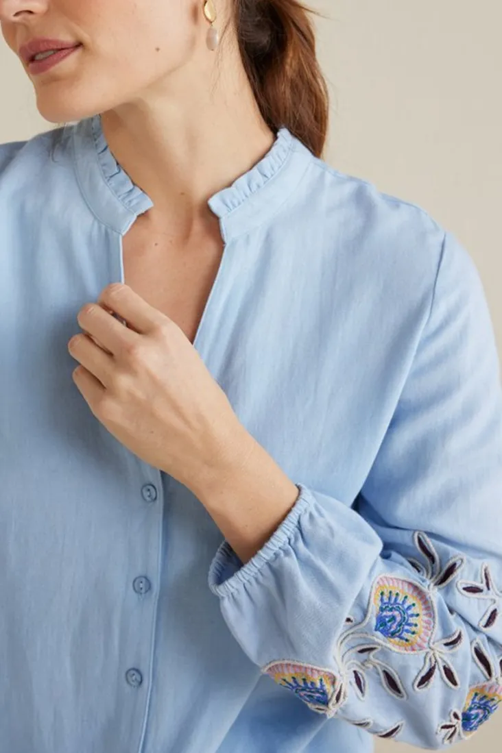 Online Soft Surroundings Titania Embroidered Top ChambrayBlue
