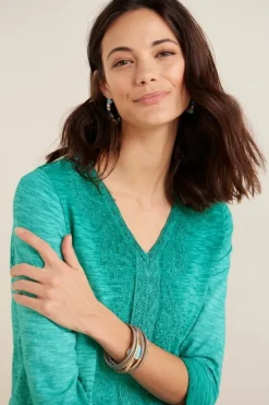 Outlet Soft Surroundings Trevi Lace Top JewelGreen