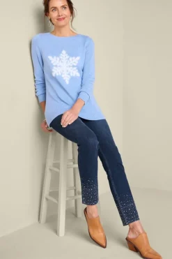 Soft Surroundings Ultimate Denim Crystal Pull-On Slim Leg Jeans RiverWash