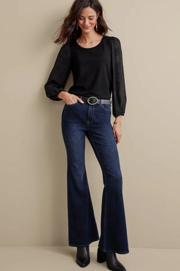 Online Soft Surroundings Ultimate Denim Flare Jeans TidalBlueWash